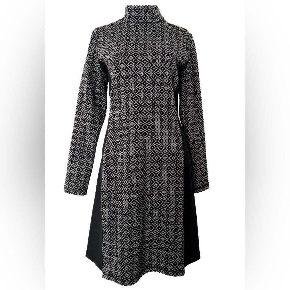Sahalie Women’s Long Sleeve Black & Gray Mock Neck Winter Dress